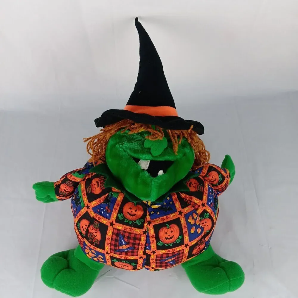Kellytoy Halloween Stuffed Plush Witch Shaped Pumpkin Witch Hat 18 inch Soft Toy